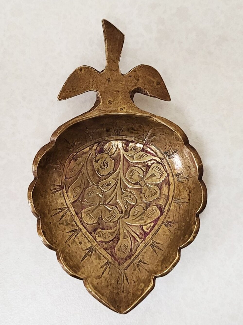 Antique Holy Water Spoon Solid Brass Rare Authentic Religious Collectible Italy